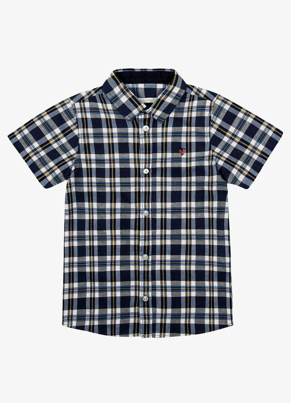 Vista 2 Camisa Infantil Masc Tricoline Xadrez Azul Trick Nick Trick Nick