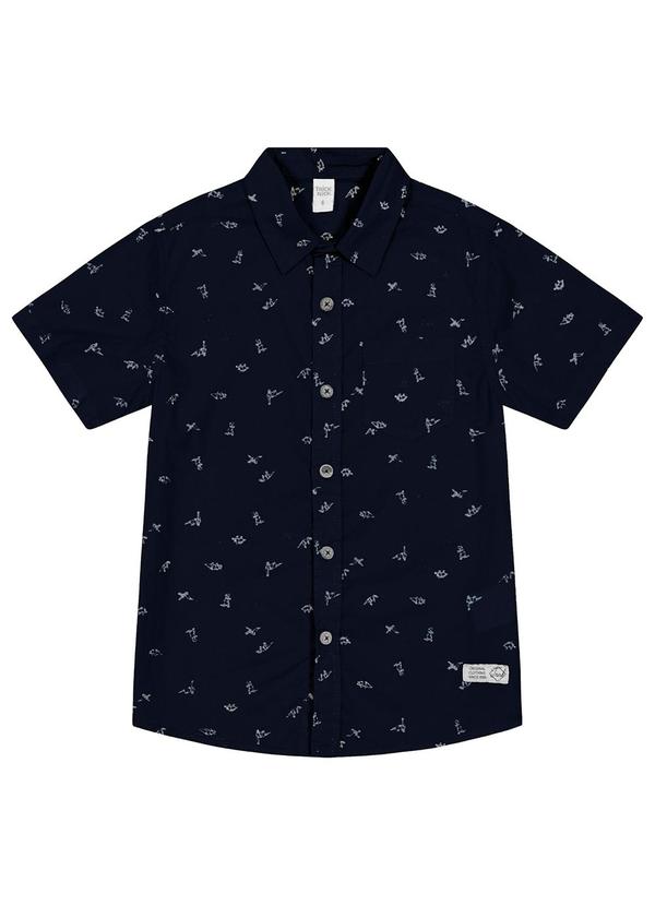 Vista 2 Camisa Infantil Masculina com Botões Azul Trick Nick Trick Nick