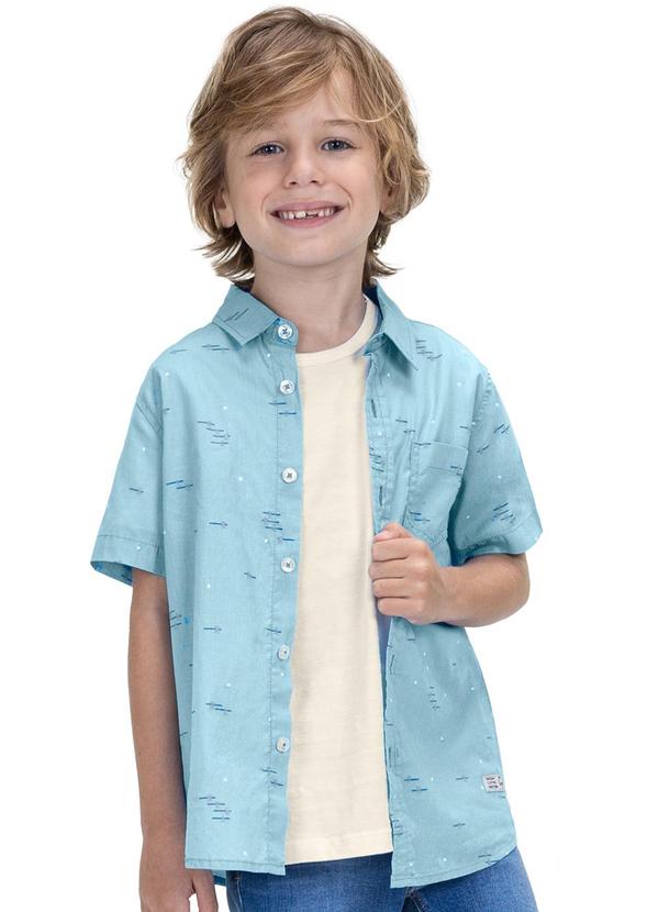 Vista 2 Camisa Infantil Masculina Estampada Azul Trick Nick Trick Nick