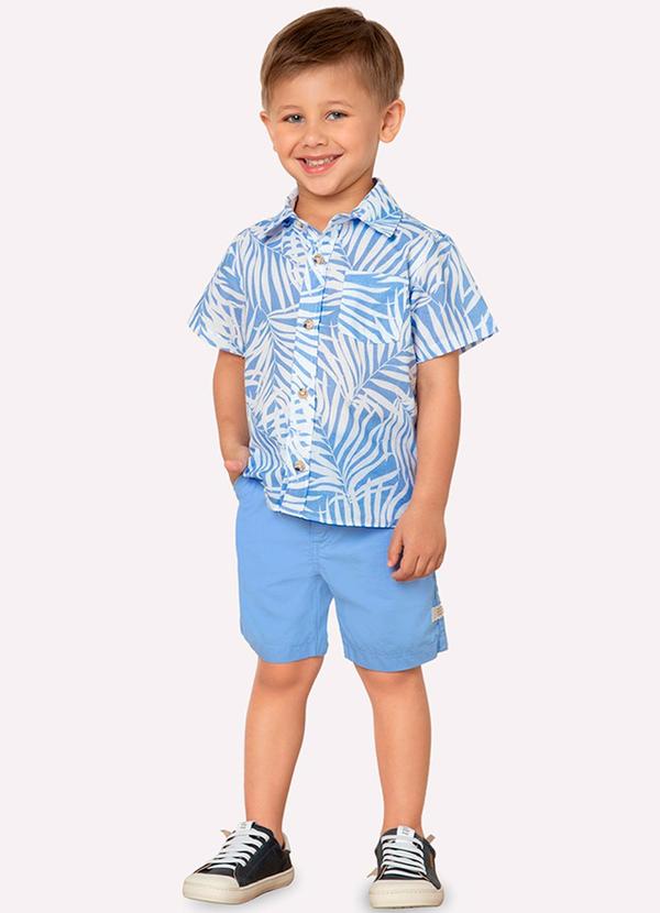 Camisa Infantil Menino Folhagem Milon Azul