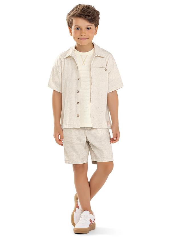 Camisa Infantil Menino Malha Linho Bege