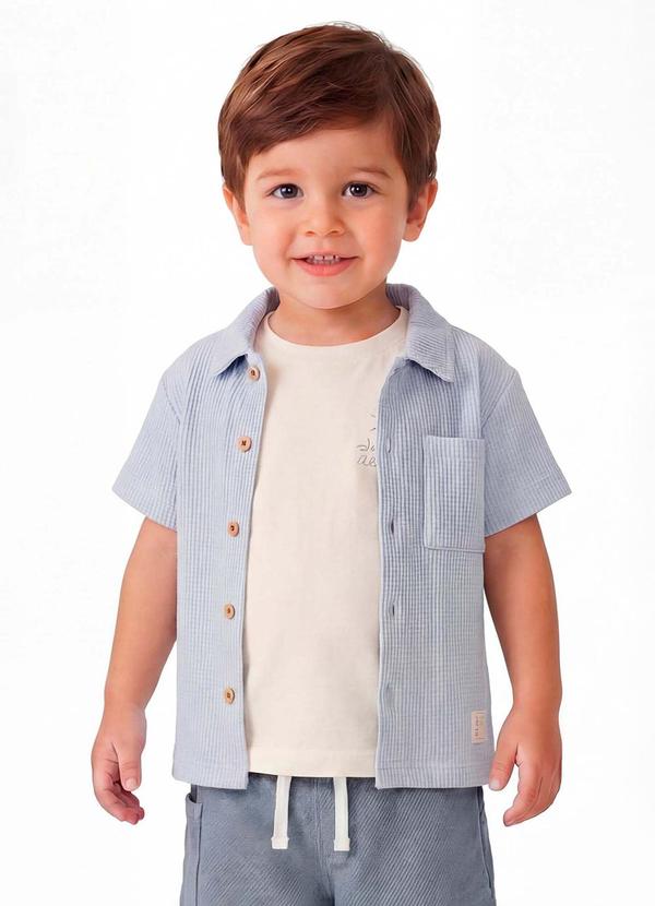 Camisa Infantil Menino Tricô Texturizada Azul