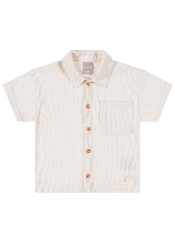 Camisa Infantil Menino Tricô Texturizada Bege