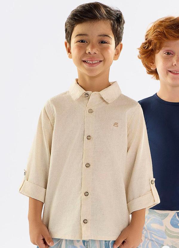 Vista 2 Camisa Infantil para Menino Bege Up Baby Up Baby