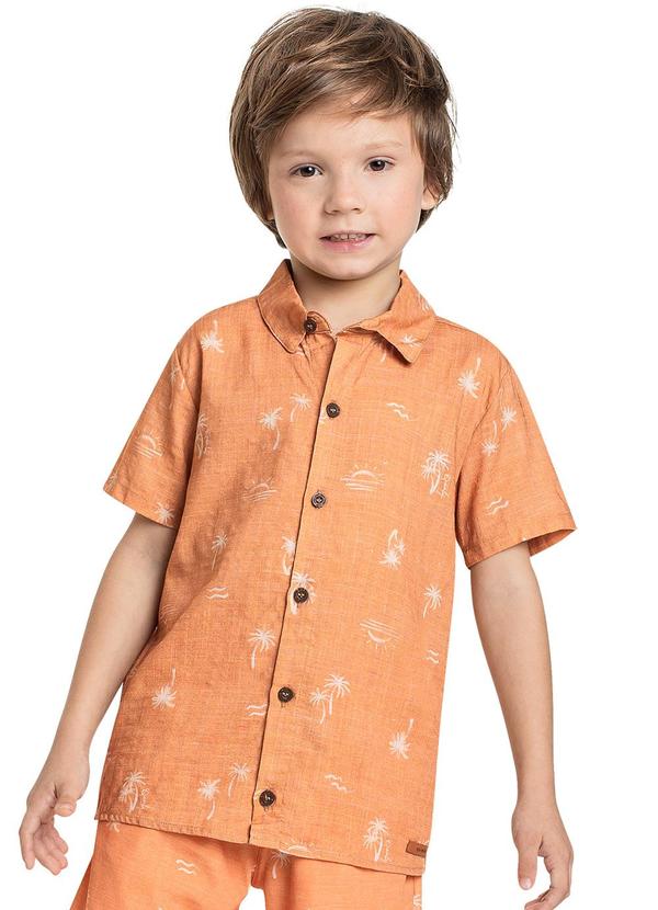 Vista 2 Camisa Infantil para Menino Marrom