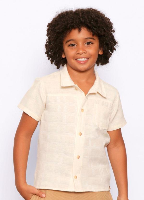 Camisa Infantil Texturizada Manga Curta Branca