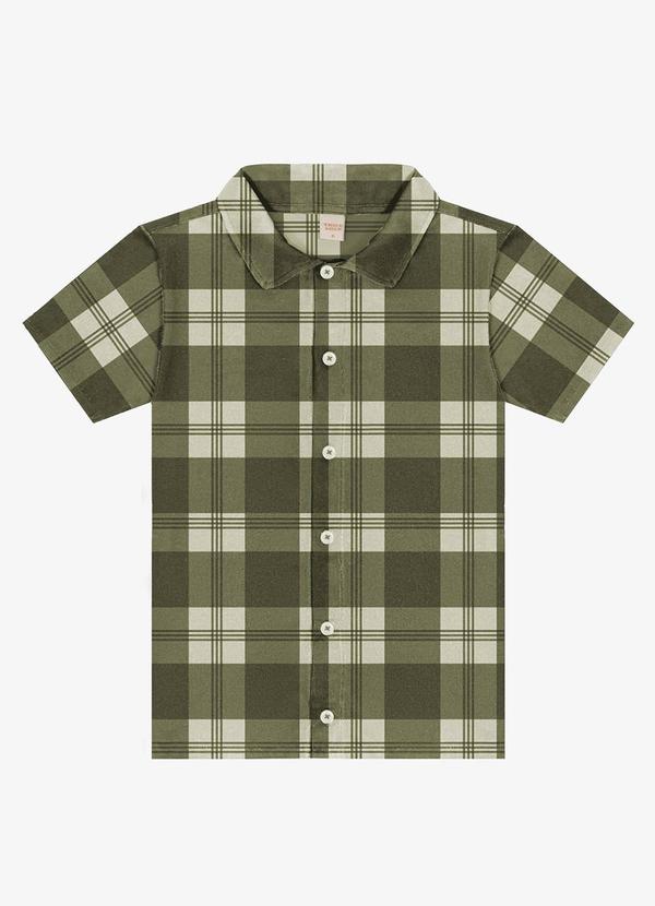 Camisa Infantil Xadrez Manga Curta Verde