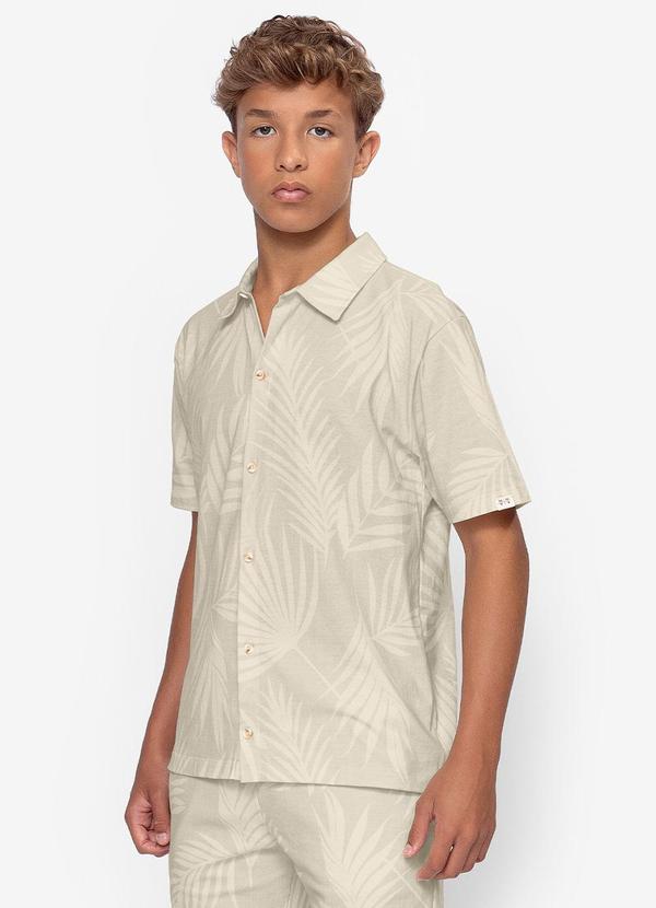 Camisa Juvenil em Meia Malha Masculina Bege