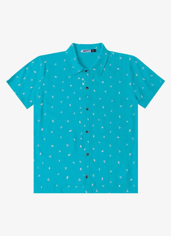 Camisa Juvenil em Viscose Masculina Azul