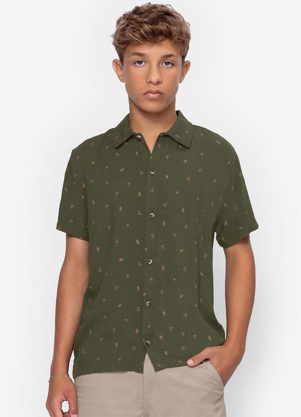 Camisa Juvenil em Viscose Masculina Verde