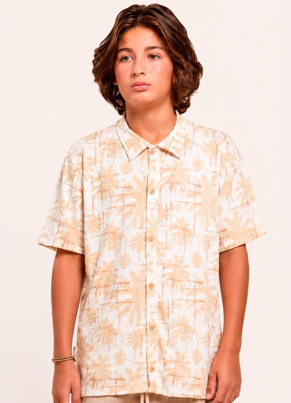 Camisa Juvenil Masculina Estampada de Coqueiros Co