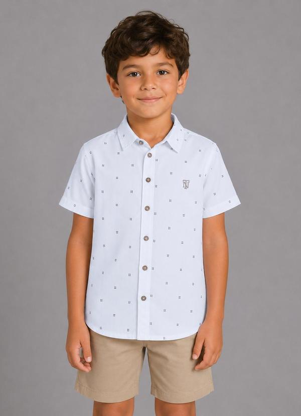 Camisa Juvenil Viscose Dobby Branco