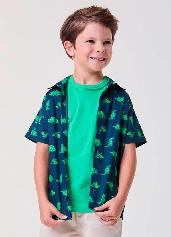 Camisa Manga Curta Azul dos Dinos Preto