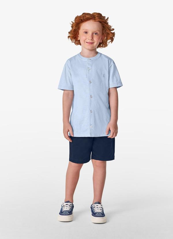 Vista 2 Camisa Masculina em Meia Malha Maquineta Azul
