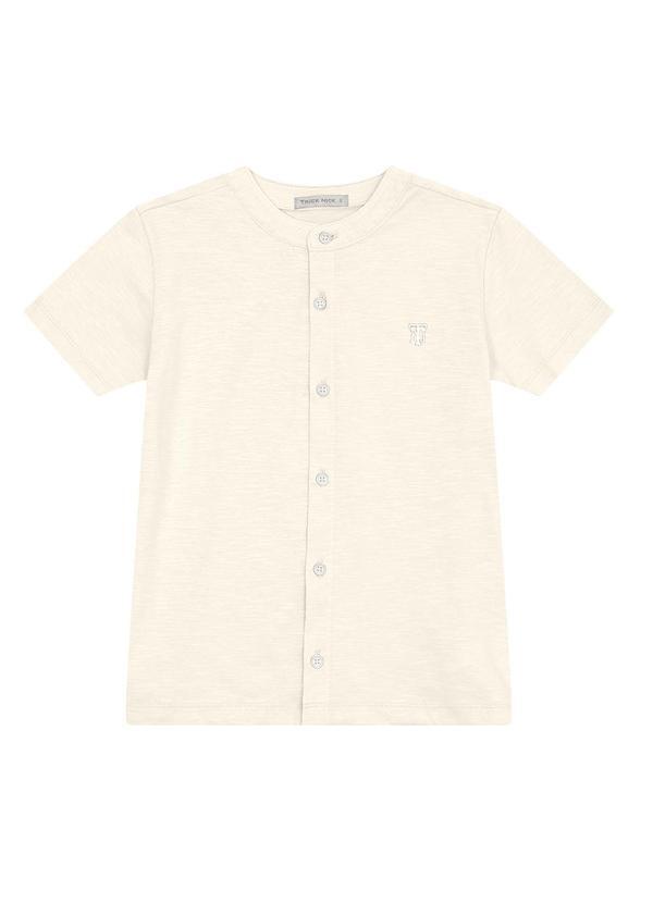 Vista 2 Camisa Masculina em Meia Malha Maquineta Bege