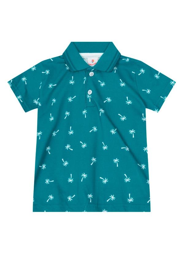 Vista 2 Camisa Polo Estampada Infantil Menino Verde Brandili Brandili