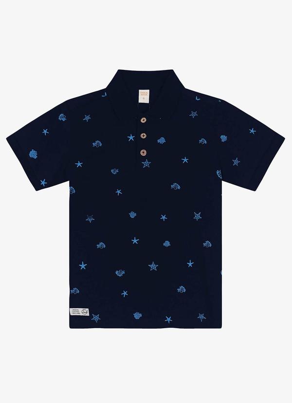 Vista 2 Camisa Polo Infantil Estampada Azul Trick Nick Trick Nick