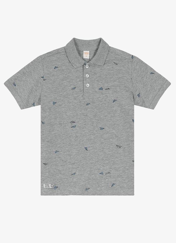 Vista 2 Camisa Polo Infantil Masculina Cotton Cinza Trick Nick Trick Nick