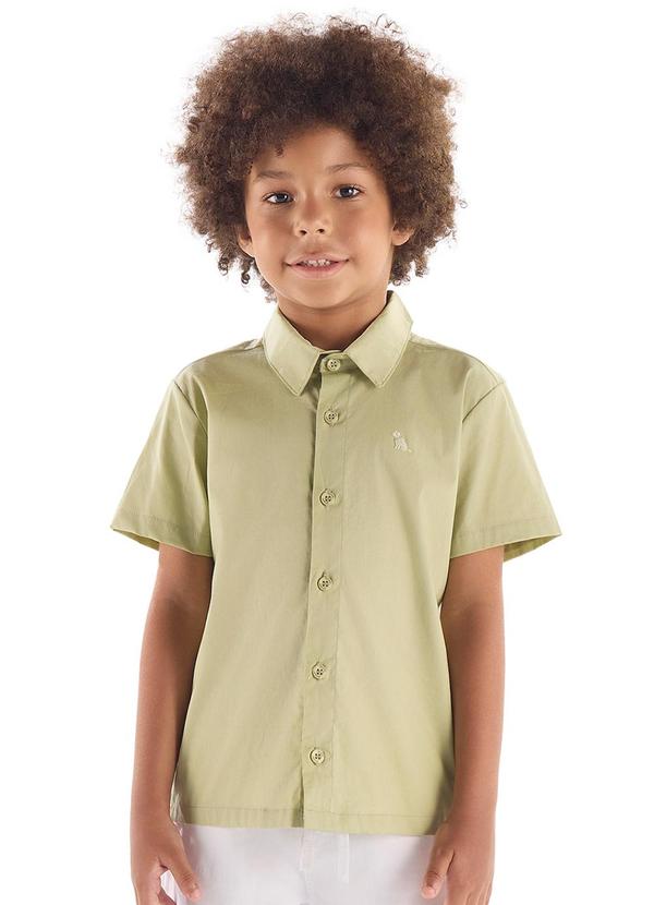 Vista 2 Camisa Social Infantil em Tricoline Quimby Verde Quimby
