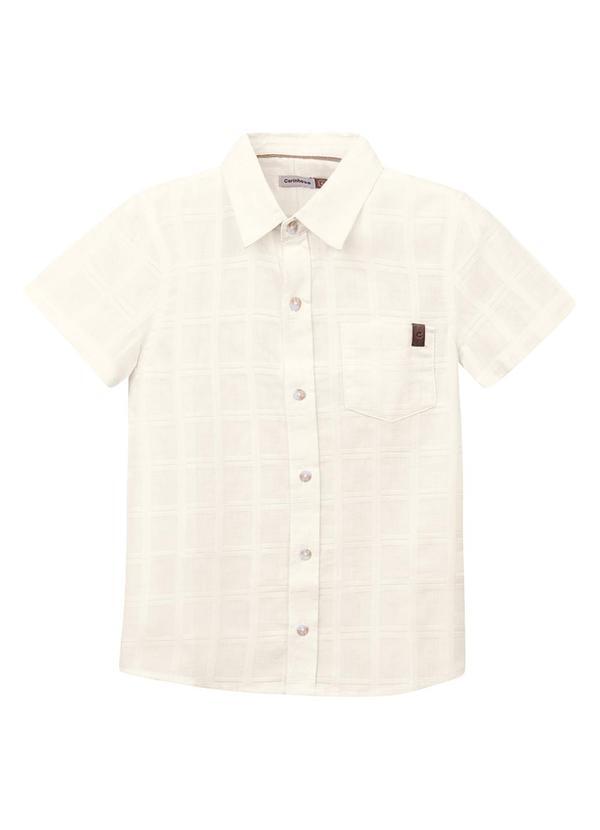 Vista 2 Camisa Xadrez em Algodão Menino Off White Carinhoso Carinhoso