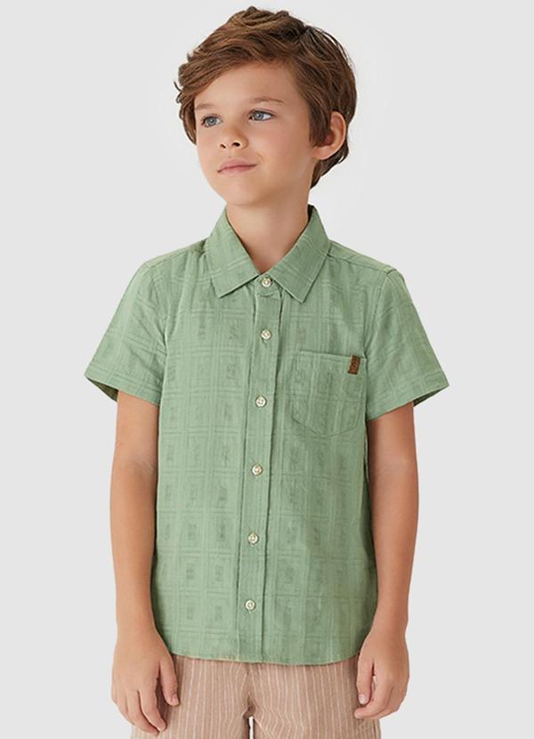 Vista 2 Camisa Xadrez em Algodão Menino Verde Menta Carinhoso Carinhoso