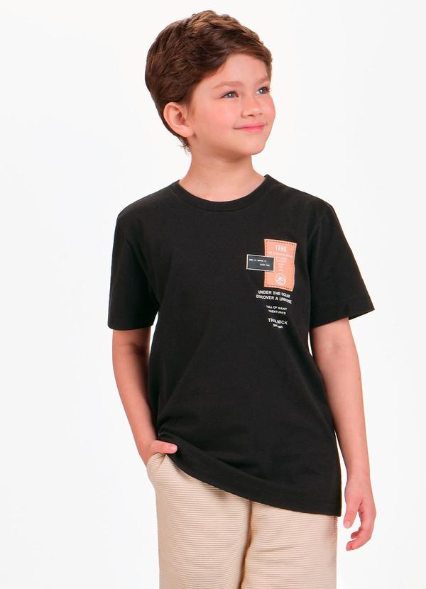 Camiseta Infantil Manga Curta Estampa Local Preta