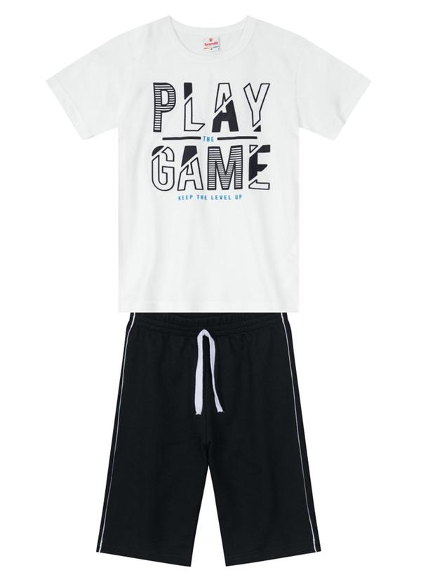 Vista 2 Conjunto Menino com Camiseta e Bermuda Branco Brandili Brandili