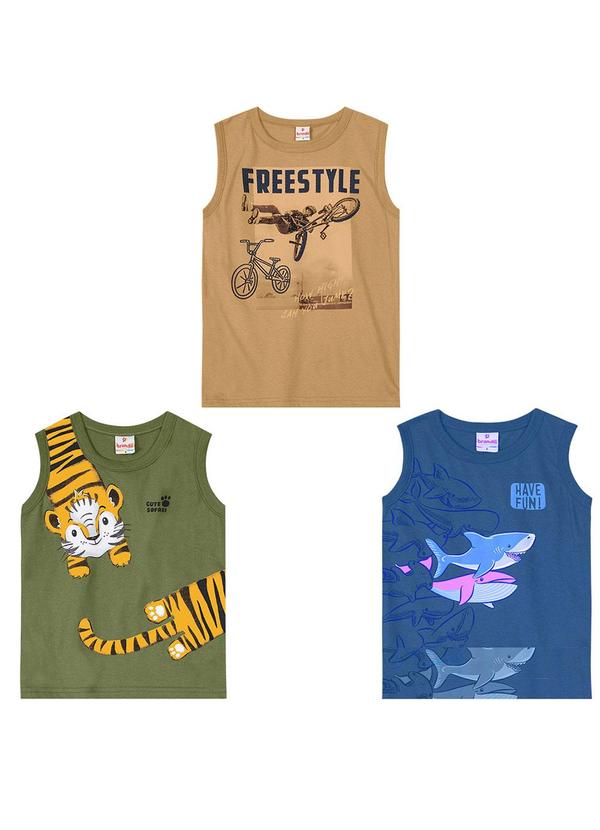 Kit Infantil Menino com 4 Regatas Sortidas