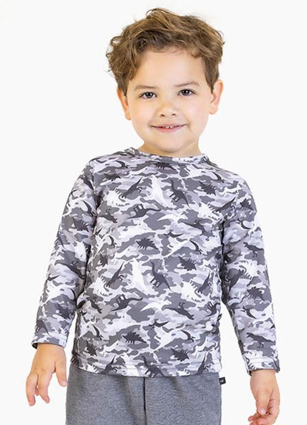 Vista 2 Blusa em Malha Lixada Sublimada Cinza Soft Bonni Soft Bonni