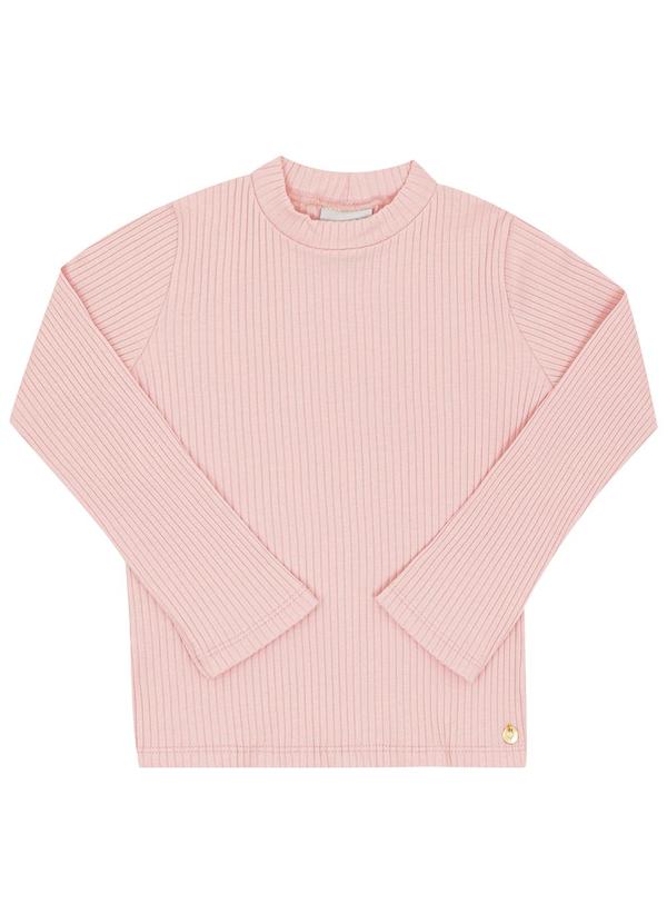 Vista 2 Blusa Primeiros Passos Malha Canelada Rosa Pulla Bulla Pulla Bulla