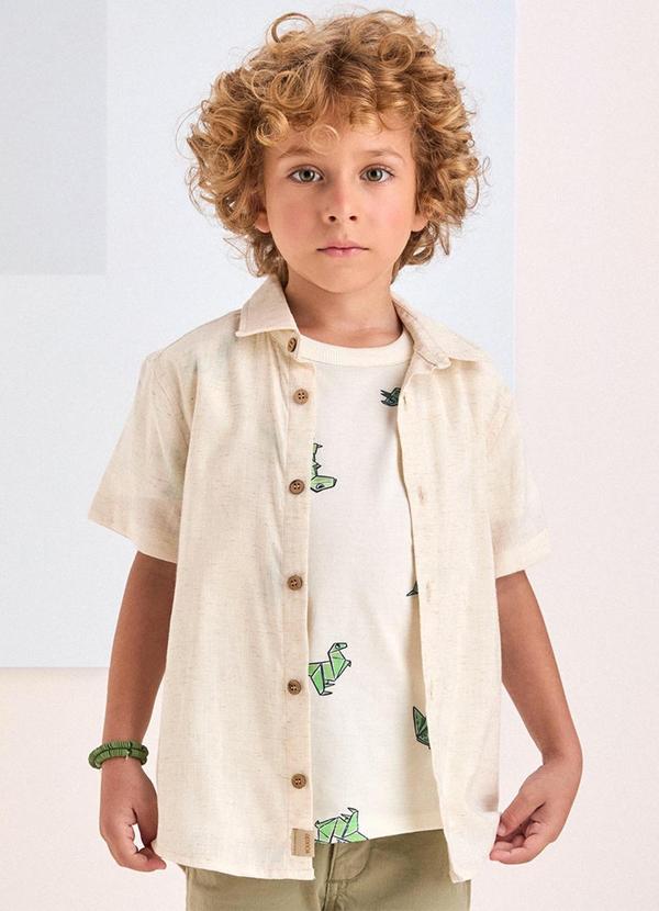 Camisa de Linho Cru de Manga Curta Cru
