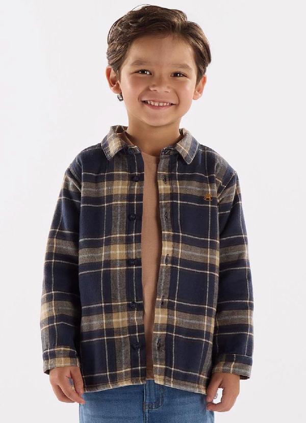 Vista 2 Camisa em Flanela Xadrez com Forro Azul Up Baby Up Baby