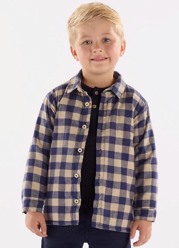 Vista 2 Camisa em Flanela Xadrez com Forro Azul Up Baby Up Baby