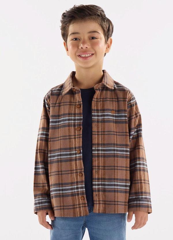 Vista 2 Camisa em Flanela Xadrez Marrom Up Baby Up Baby