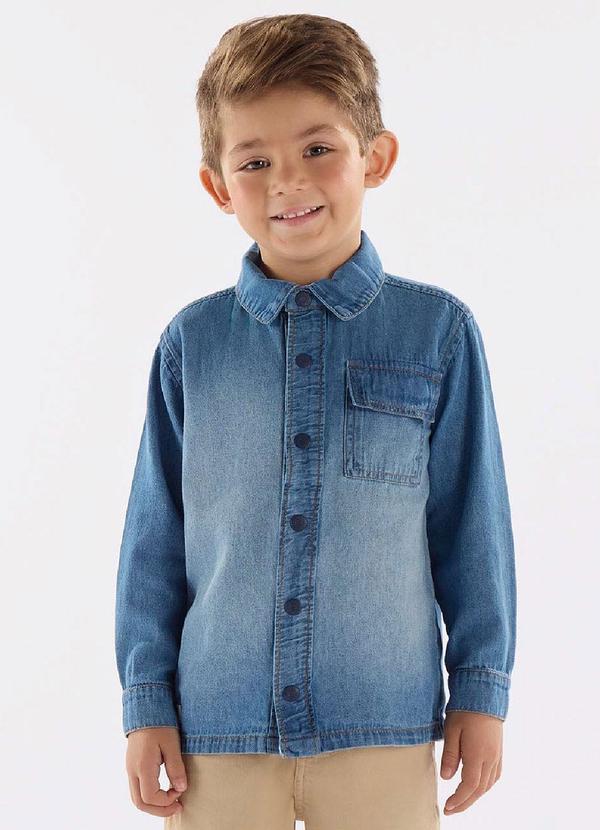 Vista 2 Camisa em Jeans de Mangas Longas Azul Up Baby Up Baby