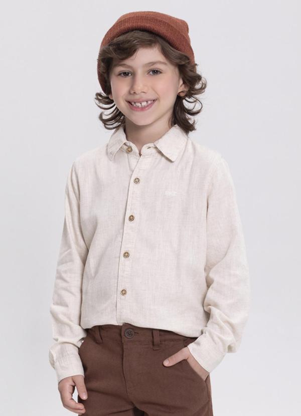 Vista 2 Camisa em Sarja com Botões Branco Alakazoo Alakazoo