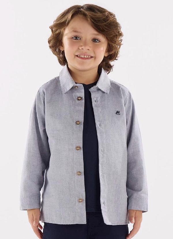 Vista 2 Camisa Infantil em Tecido Oxford Azul Up Baby Up Baby