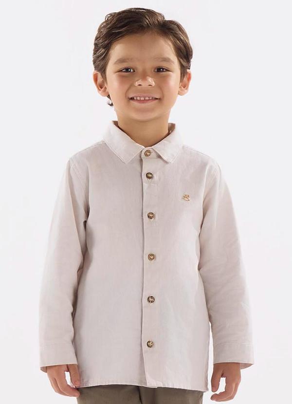 Vista 2 Camisa Infantil em Tecido Oxford Bege Up Baby Up Baby