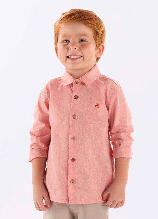 Camisa Infantil Linho e Algodão Laranja