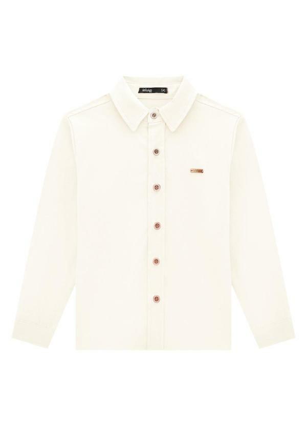 Vista 2 Camisa Infantil Manga Longa em Tricoline Bege Ioluig Ioluig
