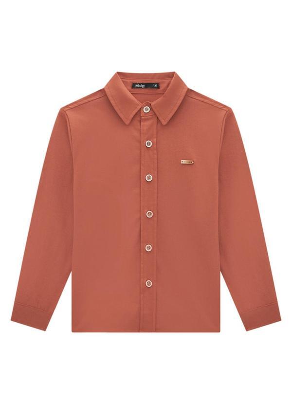 Camisa Infantil Manga Longa em Tricoline Laranja