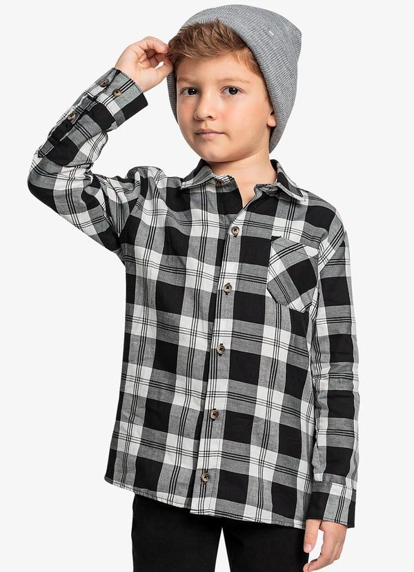 Vista 2 Camisa Infantil Manga Longa Preto Trick Nick Trick Nick