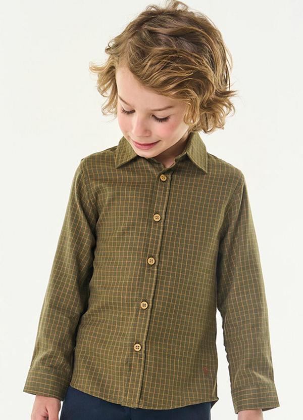 Vista 2 Camisa Infantil Masculina Manga Longa Verde Trick Nick Trick Nick