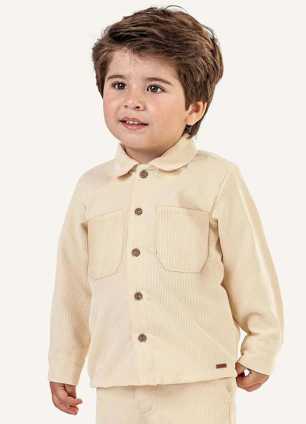 Camisa Infantil Menino Cotelê Bege