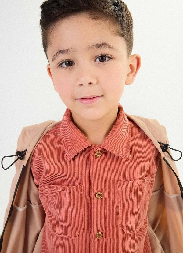 Camisa Infantil Menino Cotelê Marrom