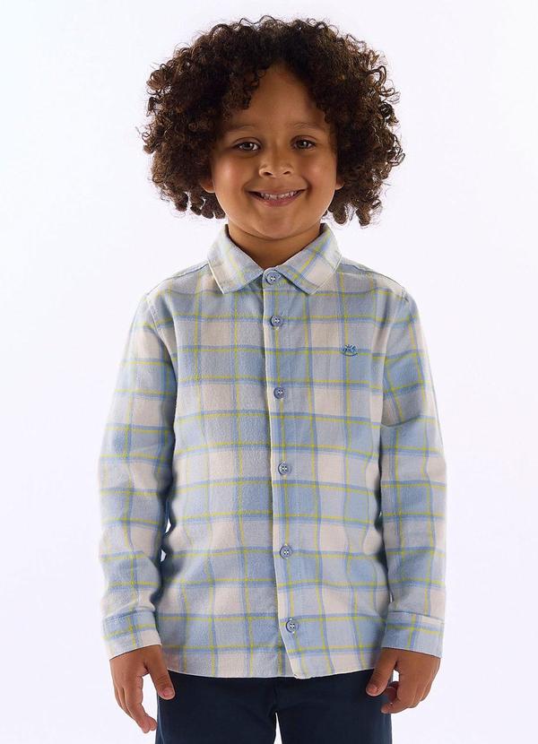 Camisa Infantil para Menino Xadrez Azul