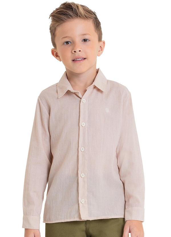 Vista 2 Camisa Manga Longa para Menino Bege Quimby Quimby