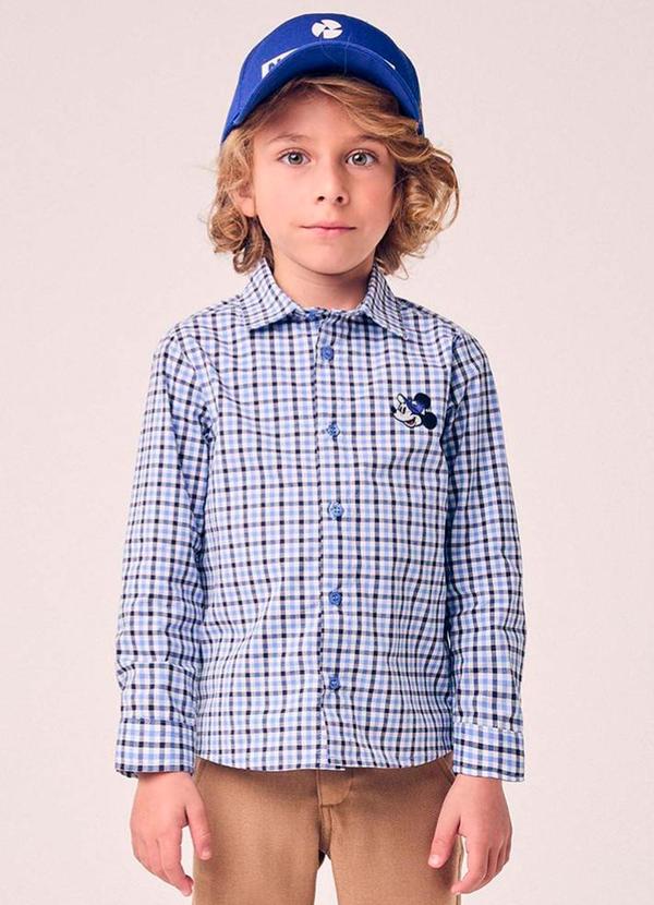 Camisa Menino Infantil Xadrez do Mickey