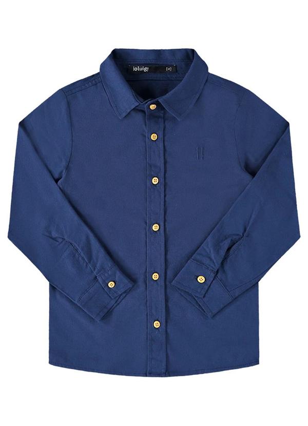 Camisa Menino Manga Longa Tecido Plano Azul