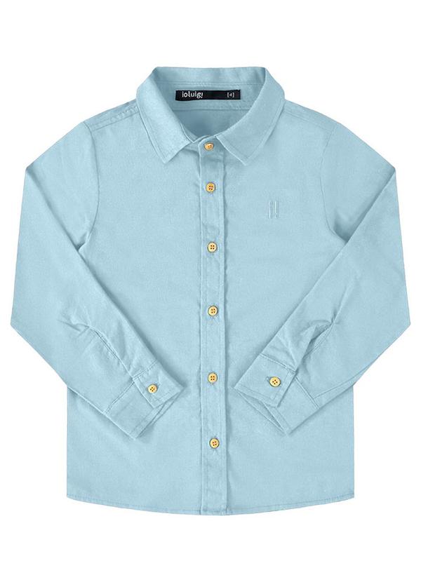 Camisa Menino Manga Longa Tecido Plano Azul